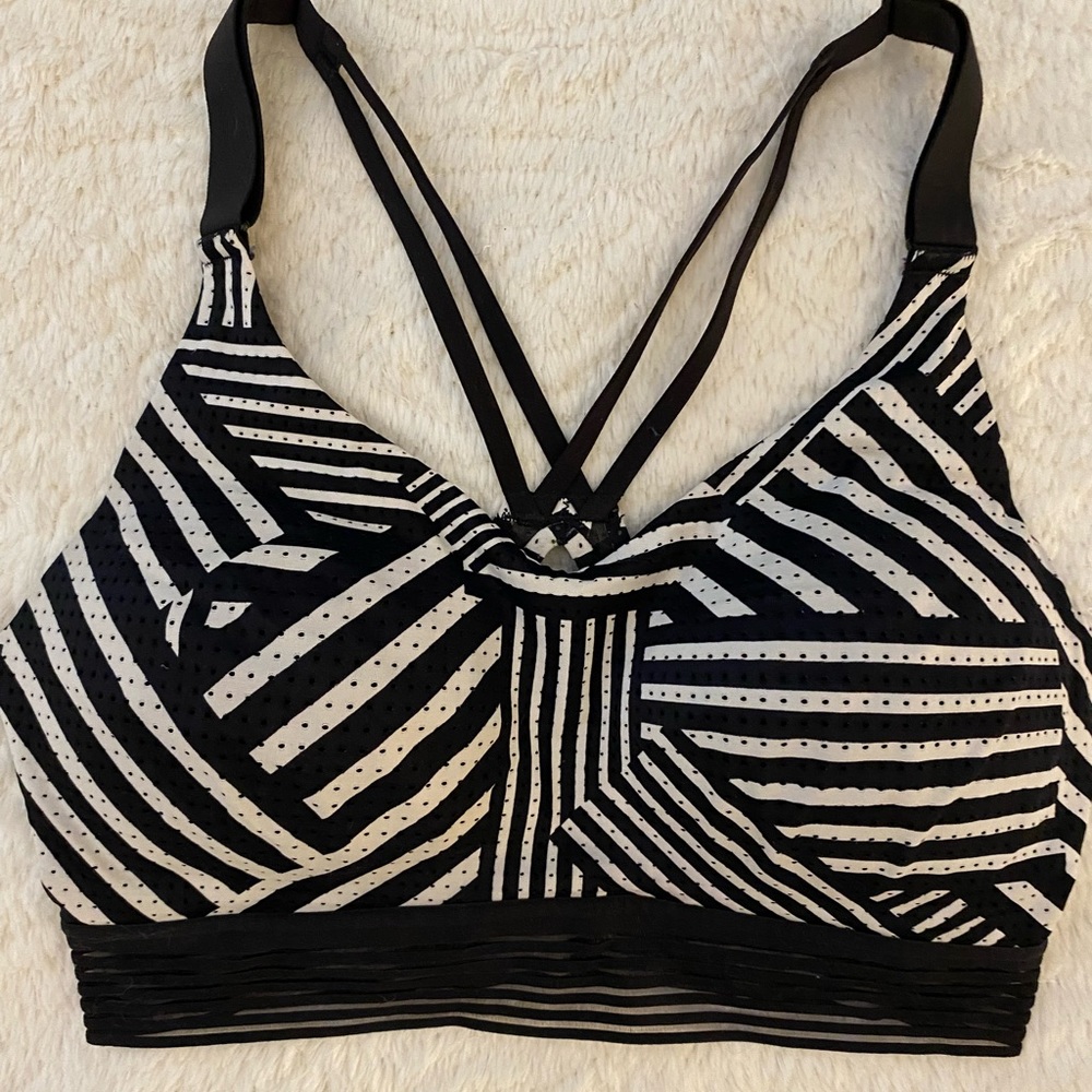 Victoria secrets sports Black and white stripe sports bra. Size 32DD
